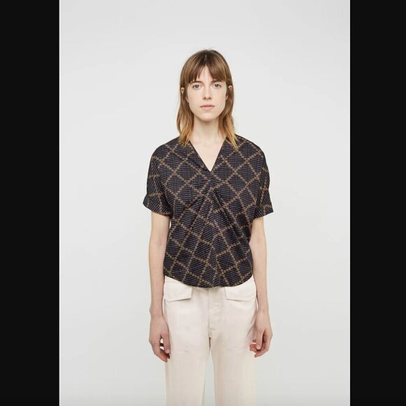 Isabel Marant Étoile Jarvis Voile Black Patterned Short Sleeve Blouse 36 / US S - Picture 4 of 10